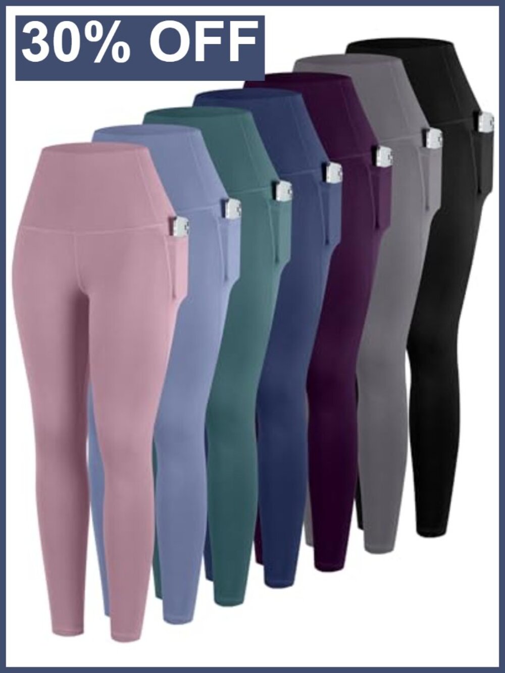Women's High Waisted Leggings with Pockets Tummy Control Workout Yoga Pants